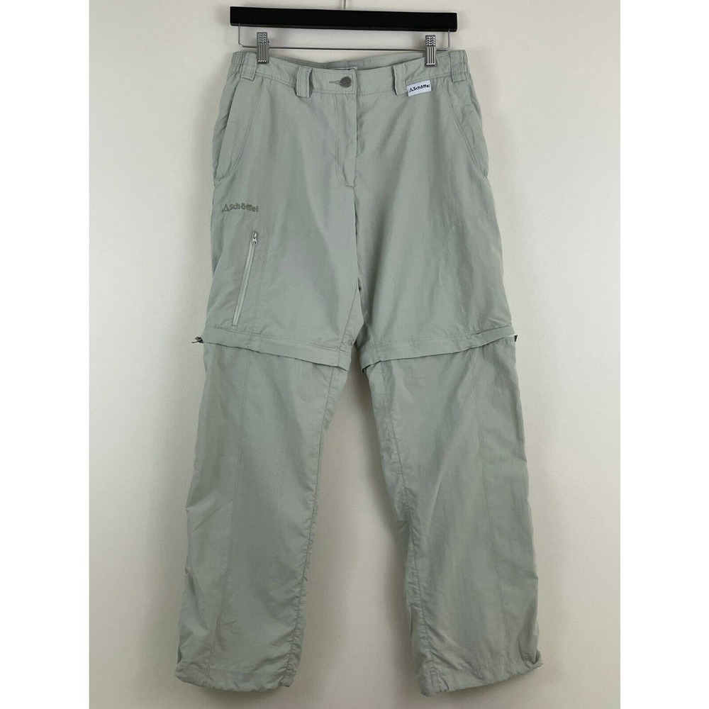 Womens khaki Schoffell pants straight pants roll up convertible UK Sz 16